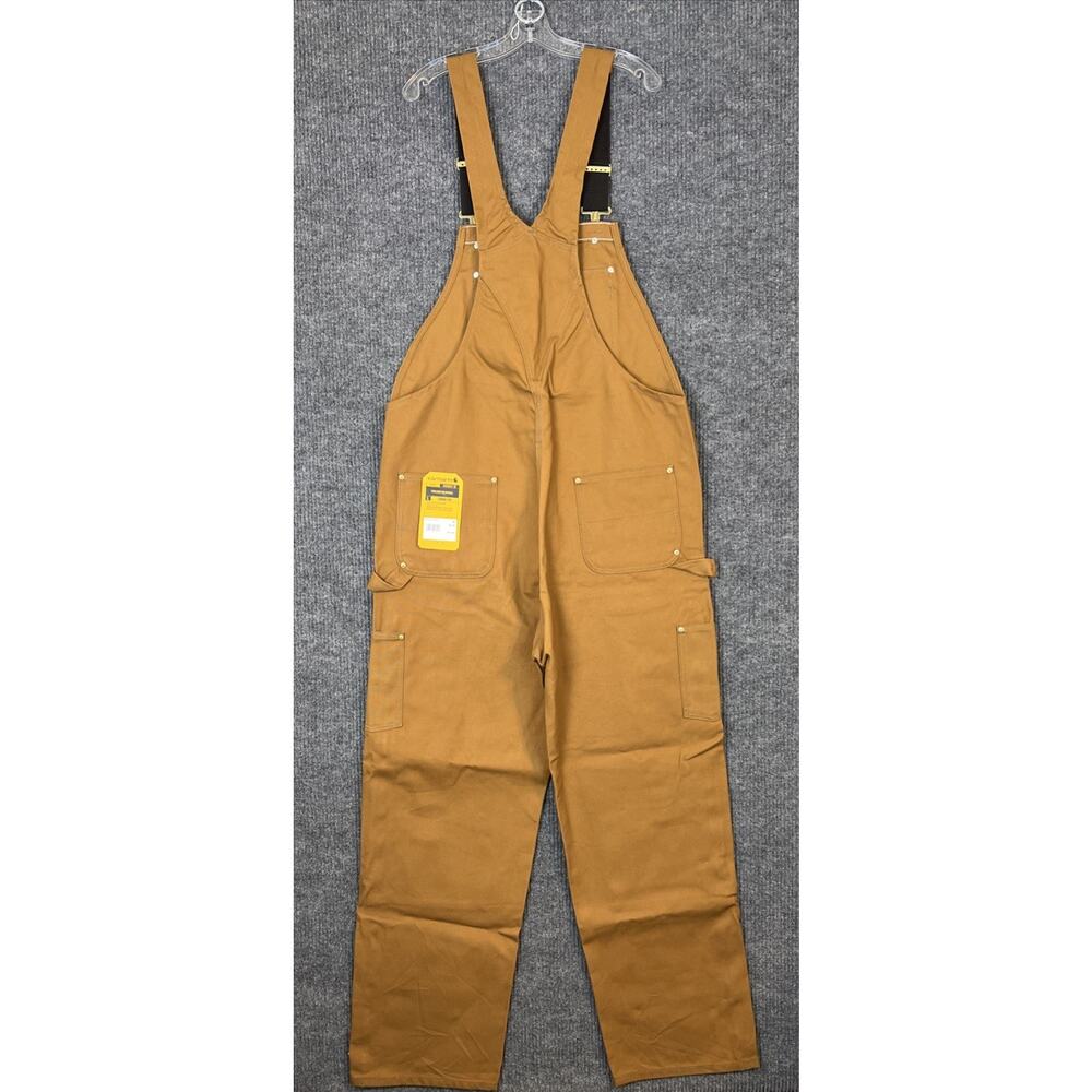 Carhartt Mens Firm Duck Bib Overalls Brown Size 38X34 Work Wear Cotton Rugged - Picture 5 of 10